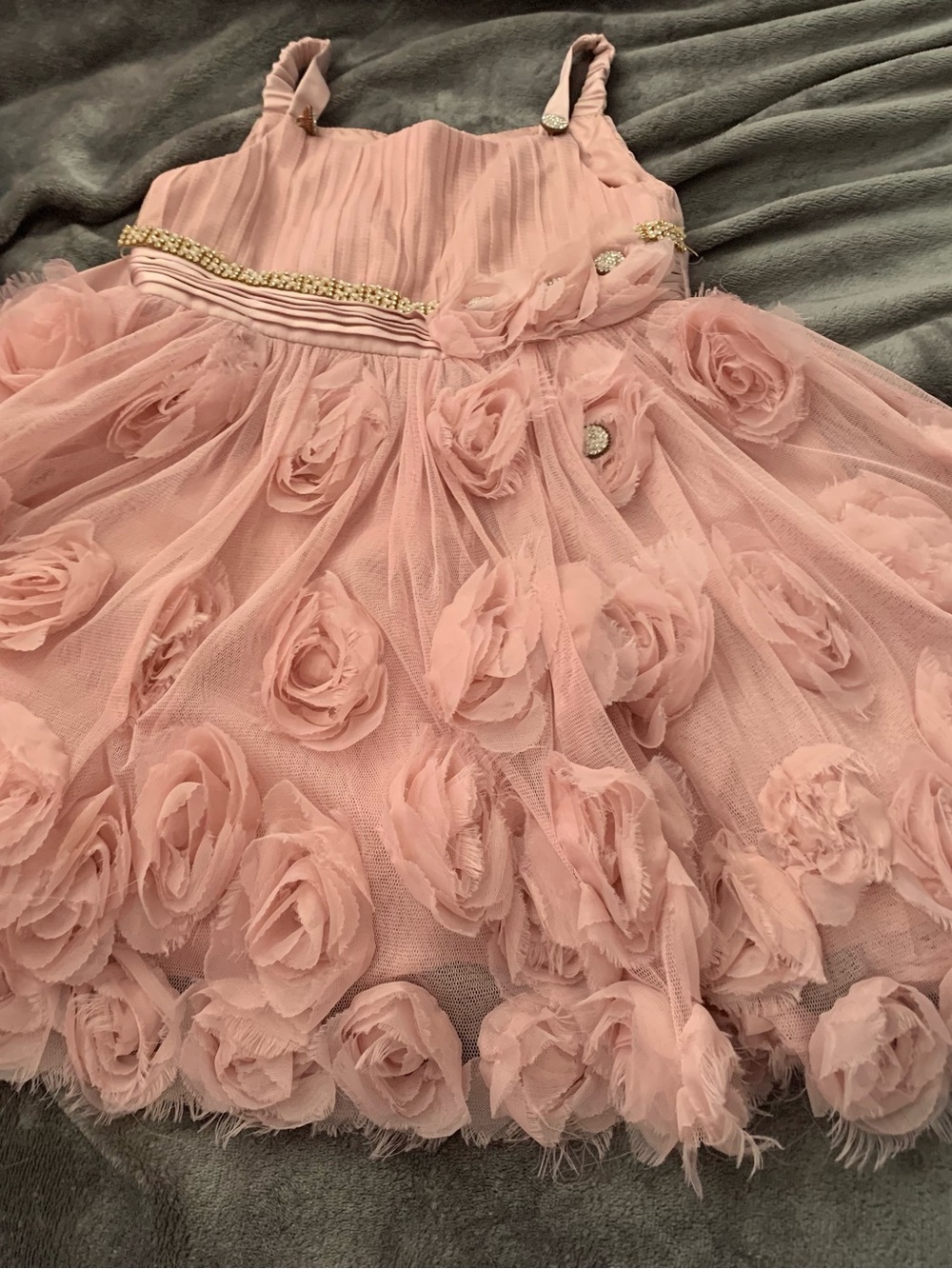Monsoon Blush Pink Rosette Tulle Party flower girl Dress age 3